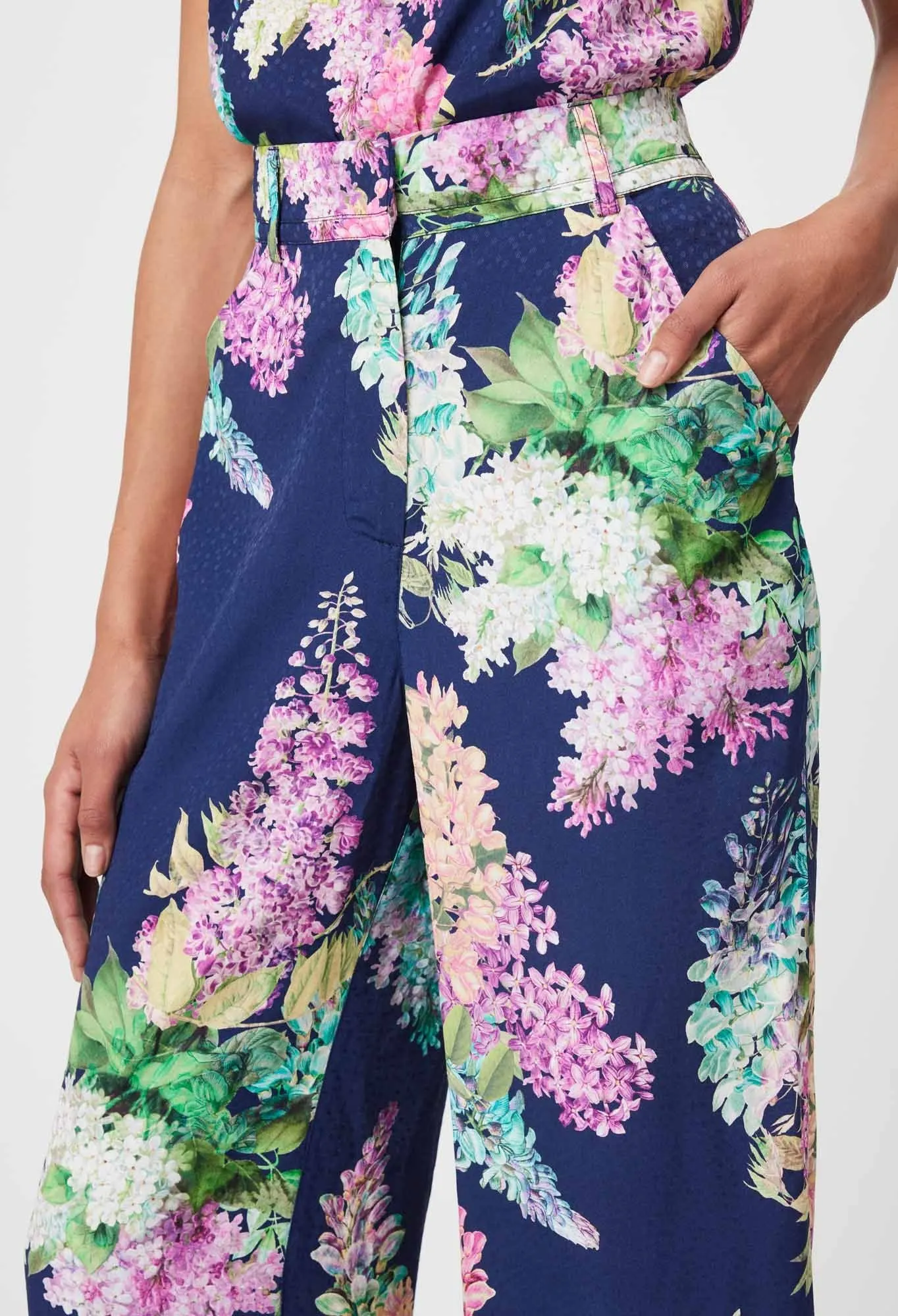 Once Was - Augustine Viscose Dobby Pant - Navy Wisteria