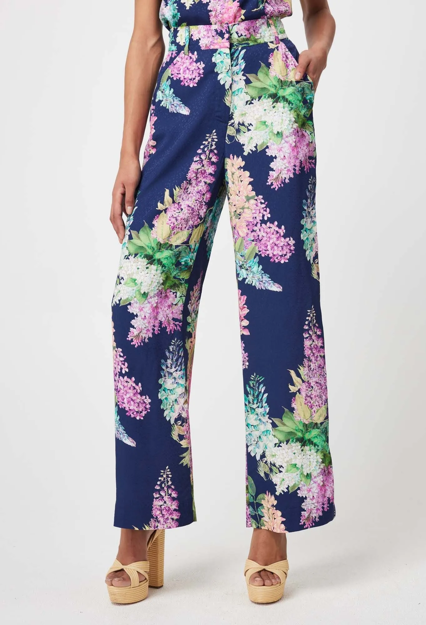 Once Was - Augustine Viscose Dobby Pant - Navy Wisteria