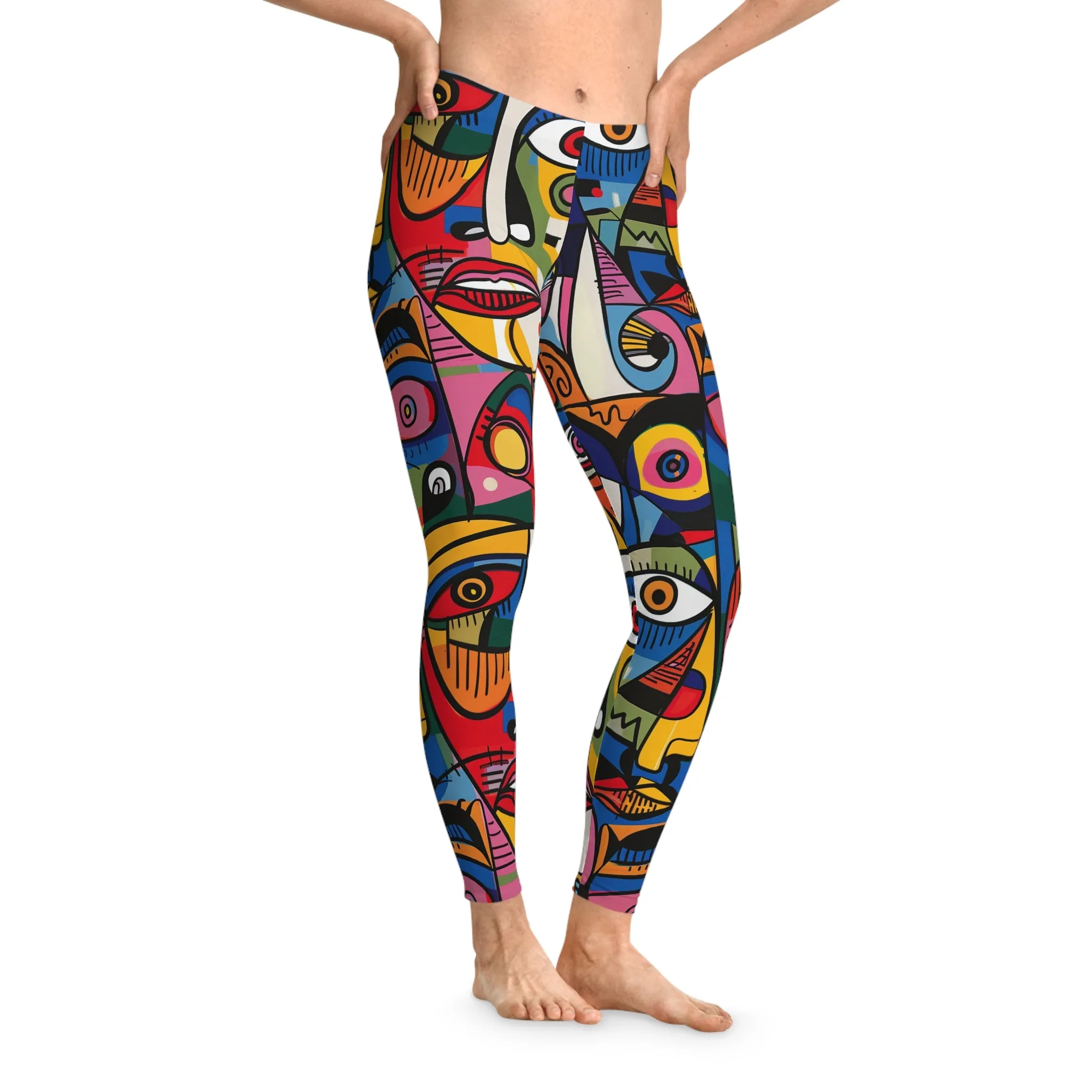 Painted Perspectives Stretchy Leggings for Active Wear & Relaxation