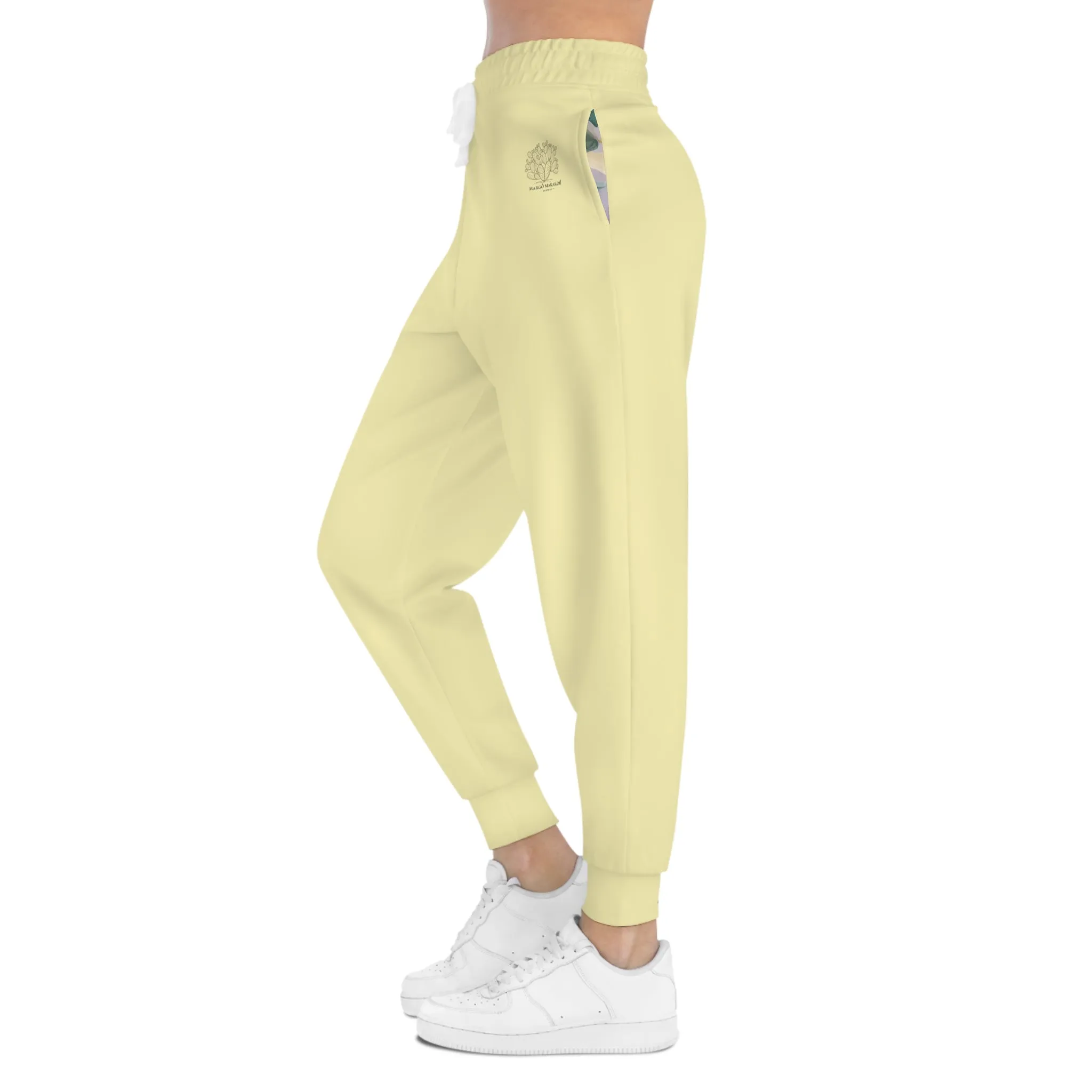 Pastel Yellow Lightweight Athletic Joggers by Margo Makaroff - Perfect for Workouts and Relaxation with Personalization