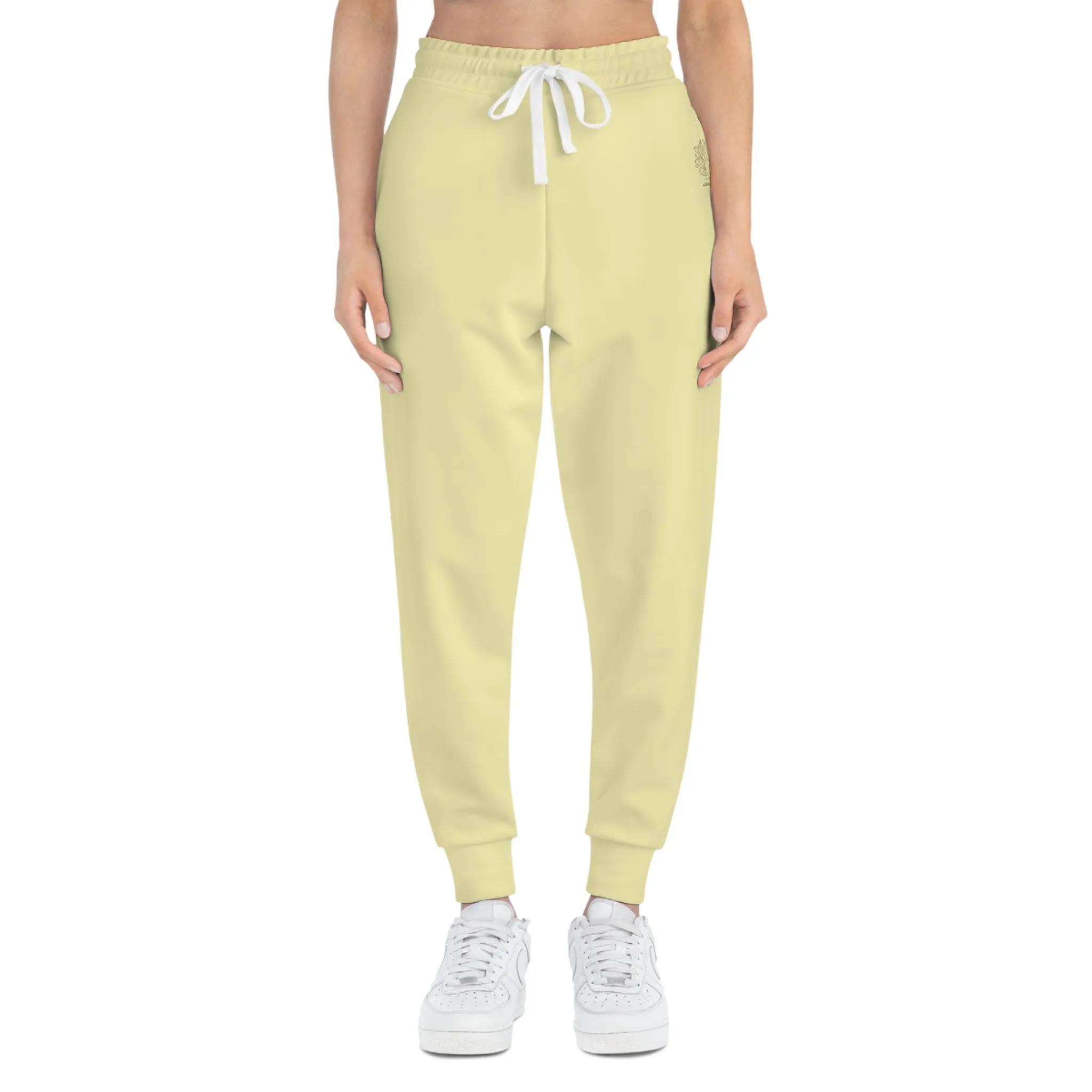 Pastel Yellow Lightweight Athletic Joggers by Margo Makaroff - Perfect for Workouts and Relaxation with Personalization