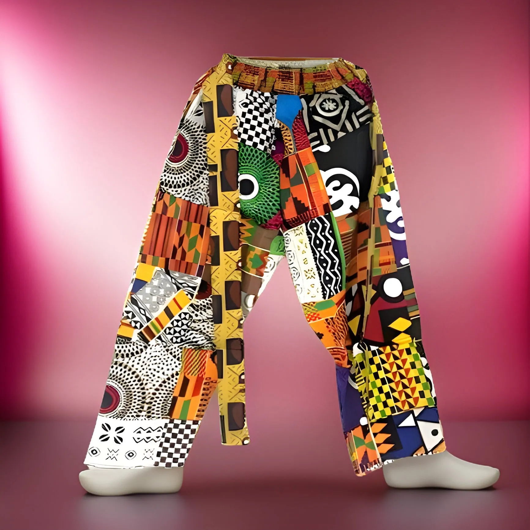 Patch Patchwork African Print Pants