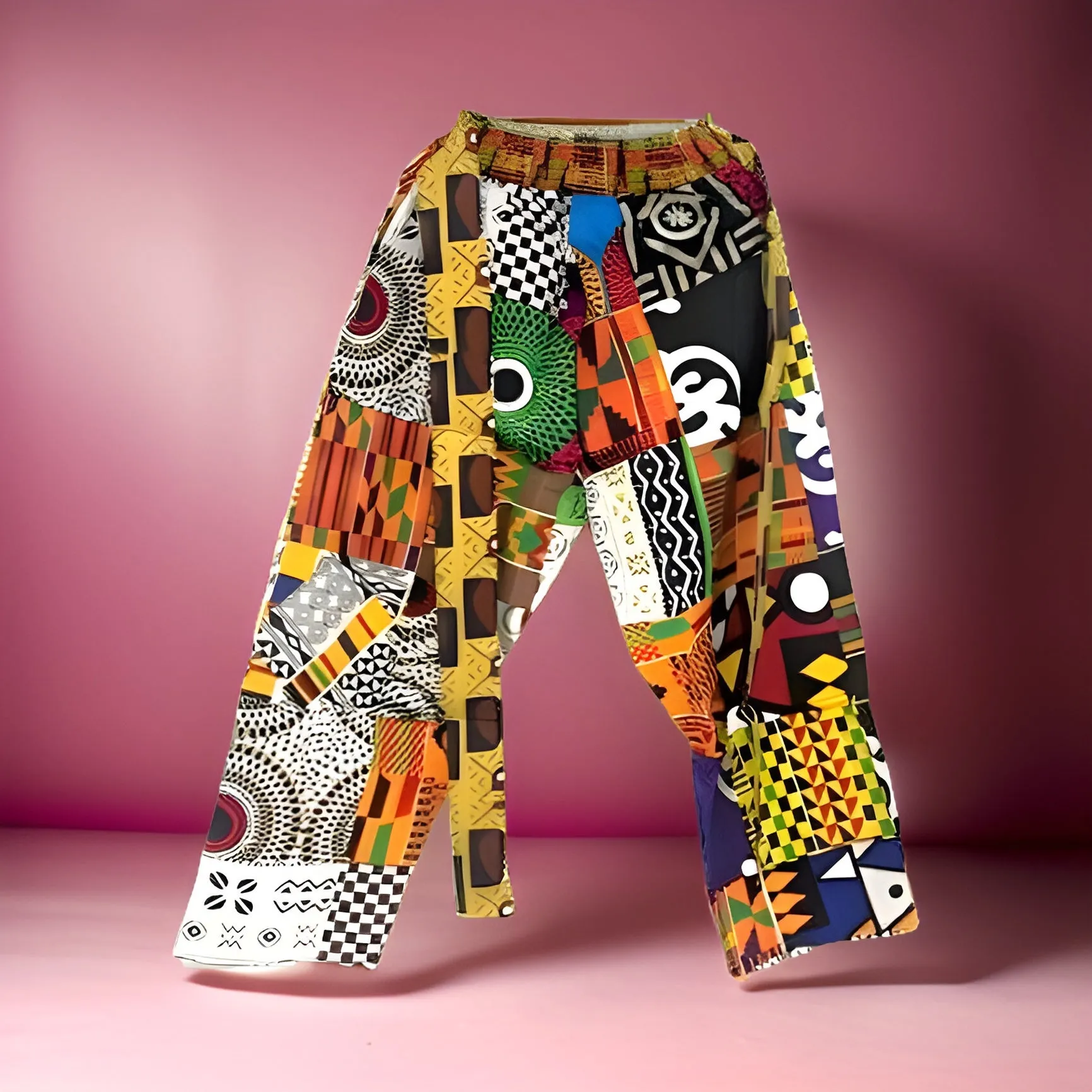 Patch Patchwork African Print Pants