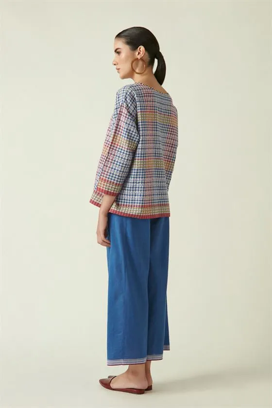 Payal Pratap   I   Kerrisdale Morel Straight Pants Cotton Handloom Blue Transition Edit 2T-6B