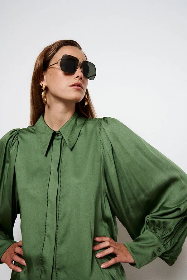 PHILY GREEN CUT-OUT STRAIGHT SHIRT
