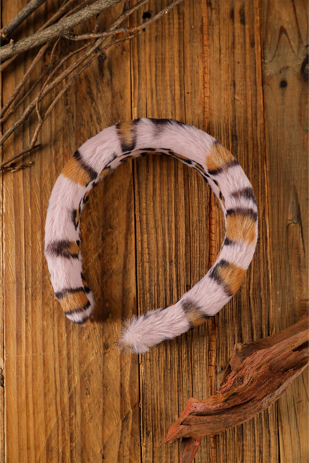 Pink Leopard Chunky Plush Hairband