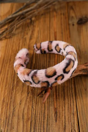 Pink Leopard Chunky Plush Hairband