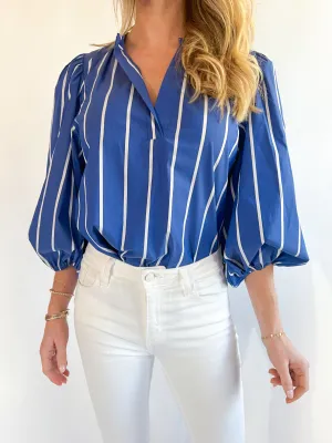 Pinstripe Puff Sleeve Top