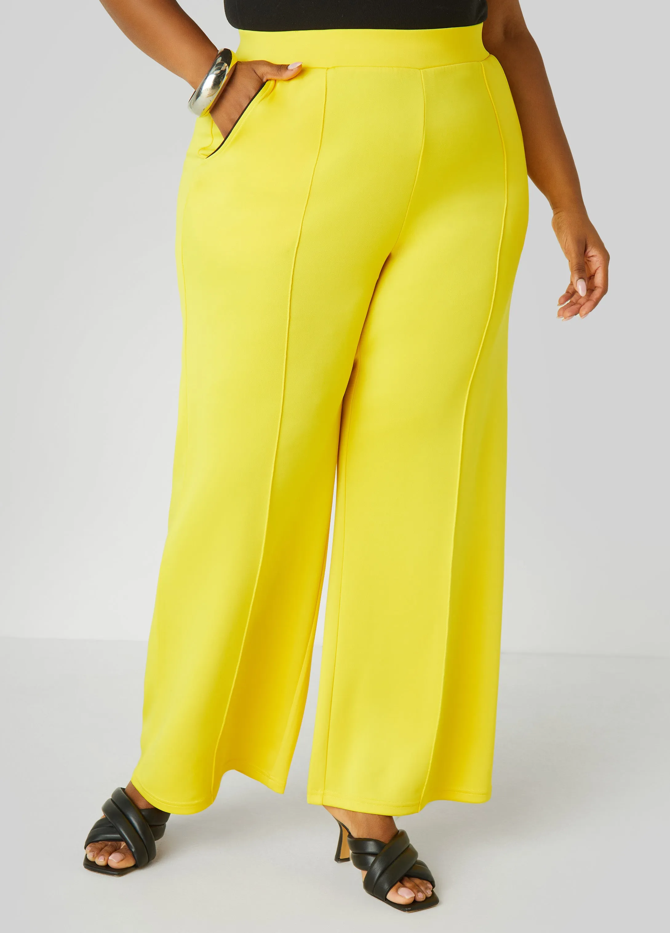 Pintucked High Waist Track Pants