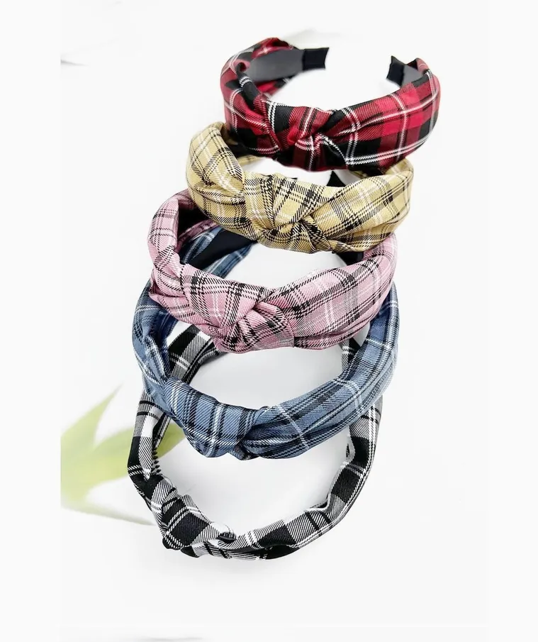 Plaid Knotted Fabric Headband