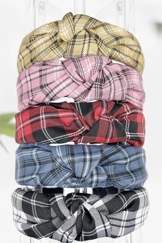 Plaid Knotted Fabric Headband