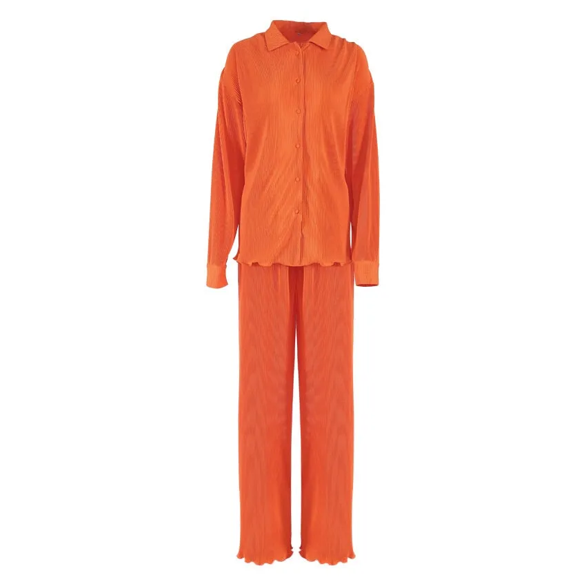 Pleated Dress Shirt and Pants Set