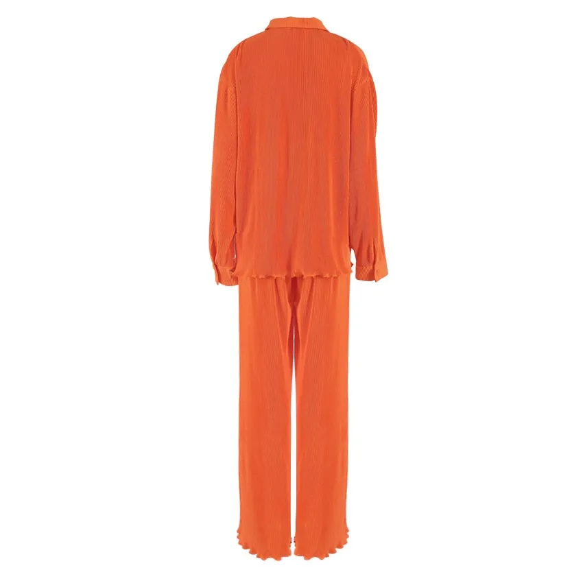 Pleated Dress Shirt and Pants Set