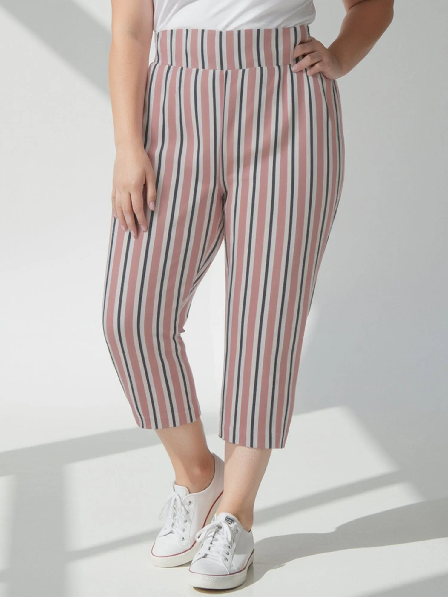 Plus Striped Bengaline Pull On Pant
