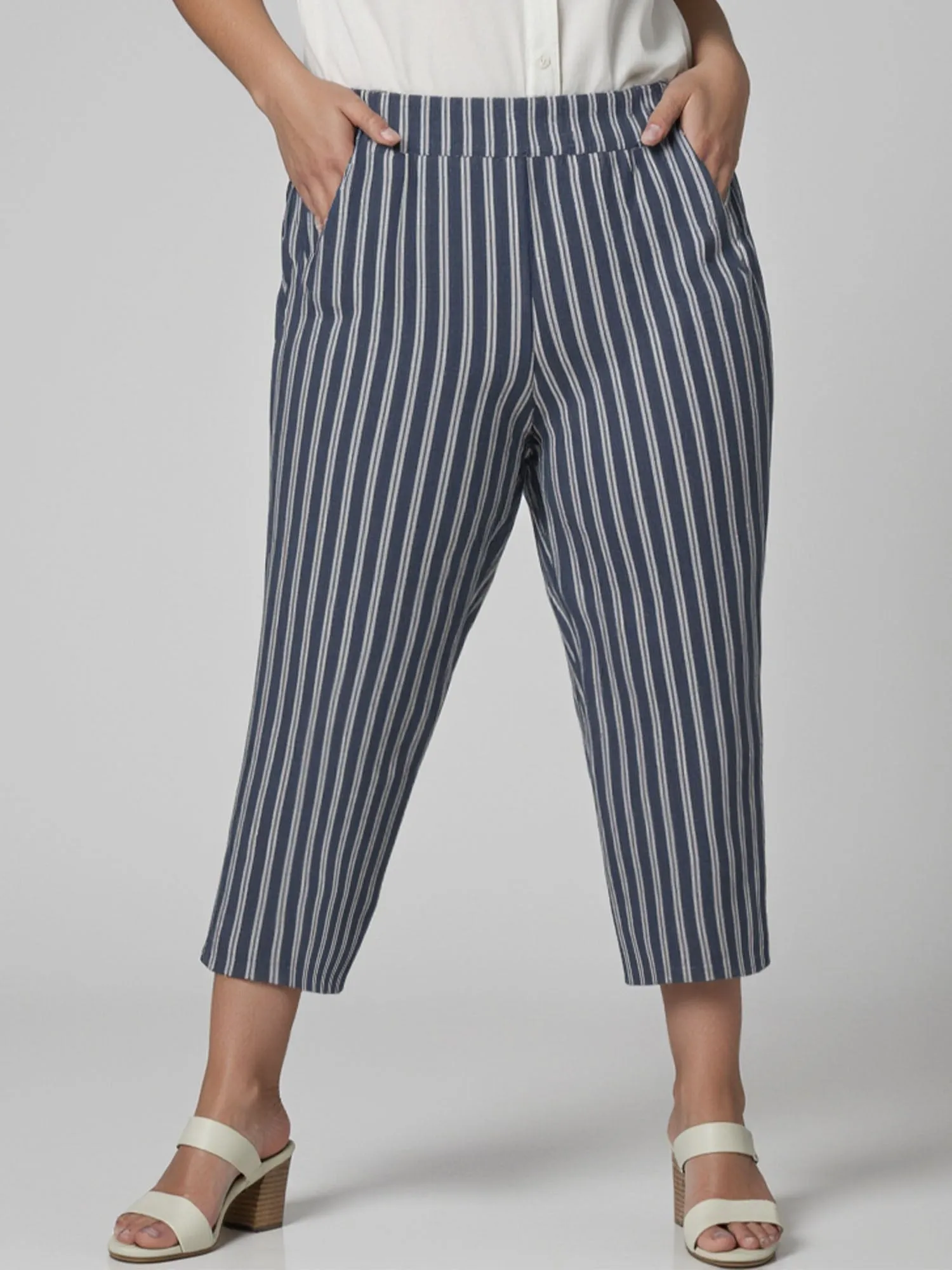 Plus Striped Bengaline Pull On Pant