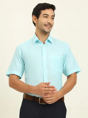Powder Blue Solid Regular Fit Formal Shirt | JadeBlue