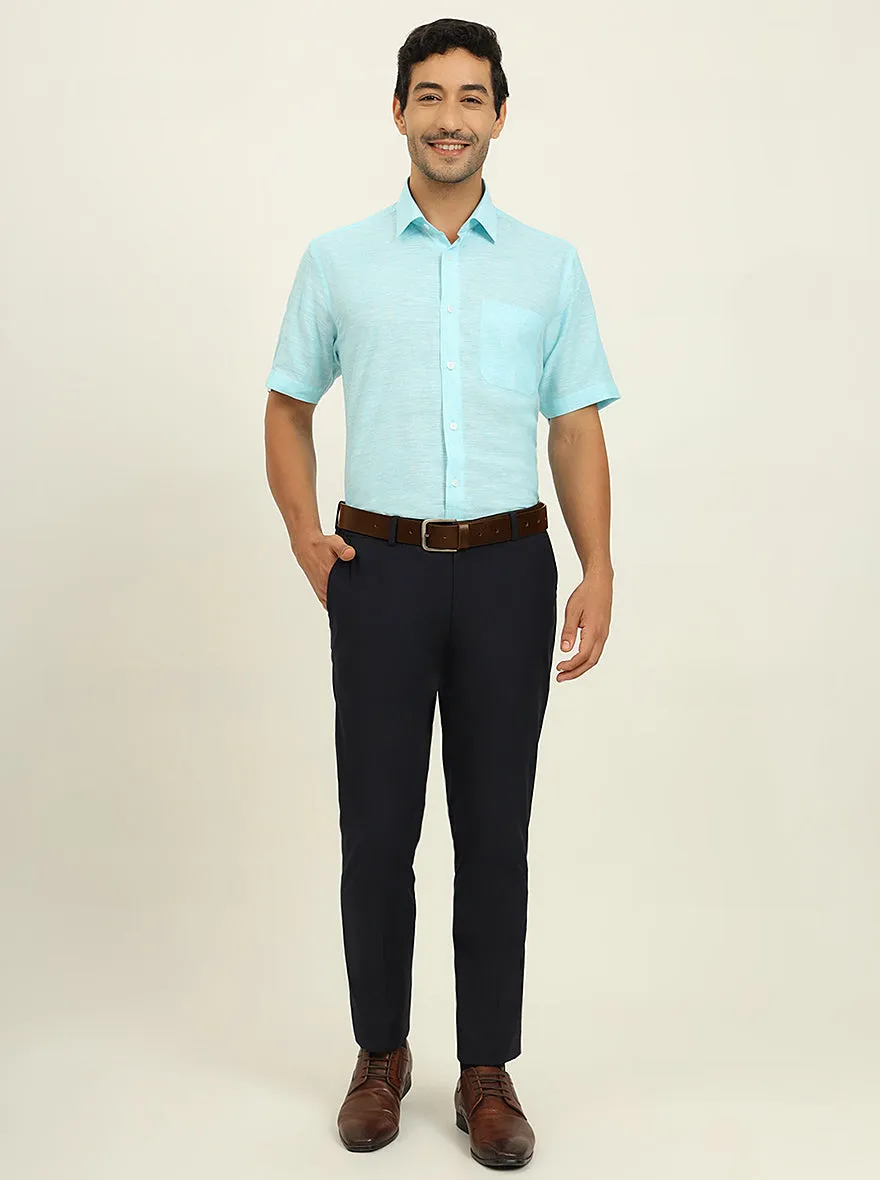 Powder Blue Solid Regular Fit Formal Shirt | JadeBlue