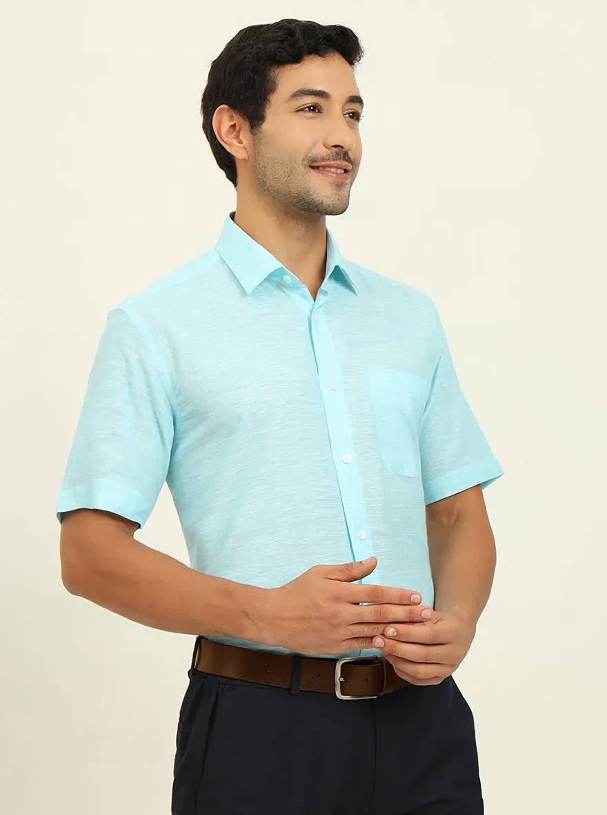Powder Blue Solid Regular Fit Formal Shirt | JadeBlue