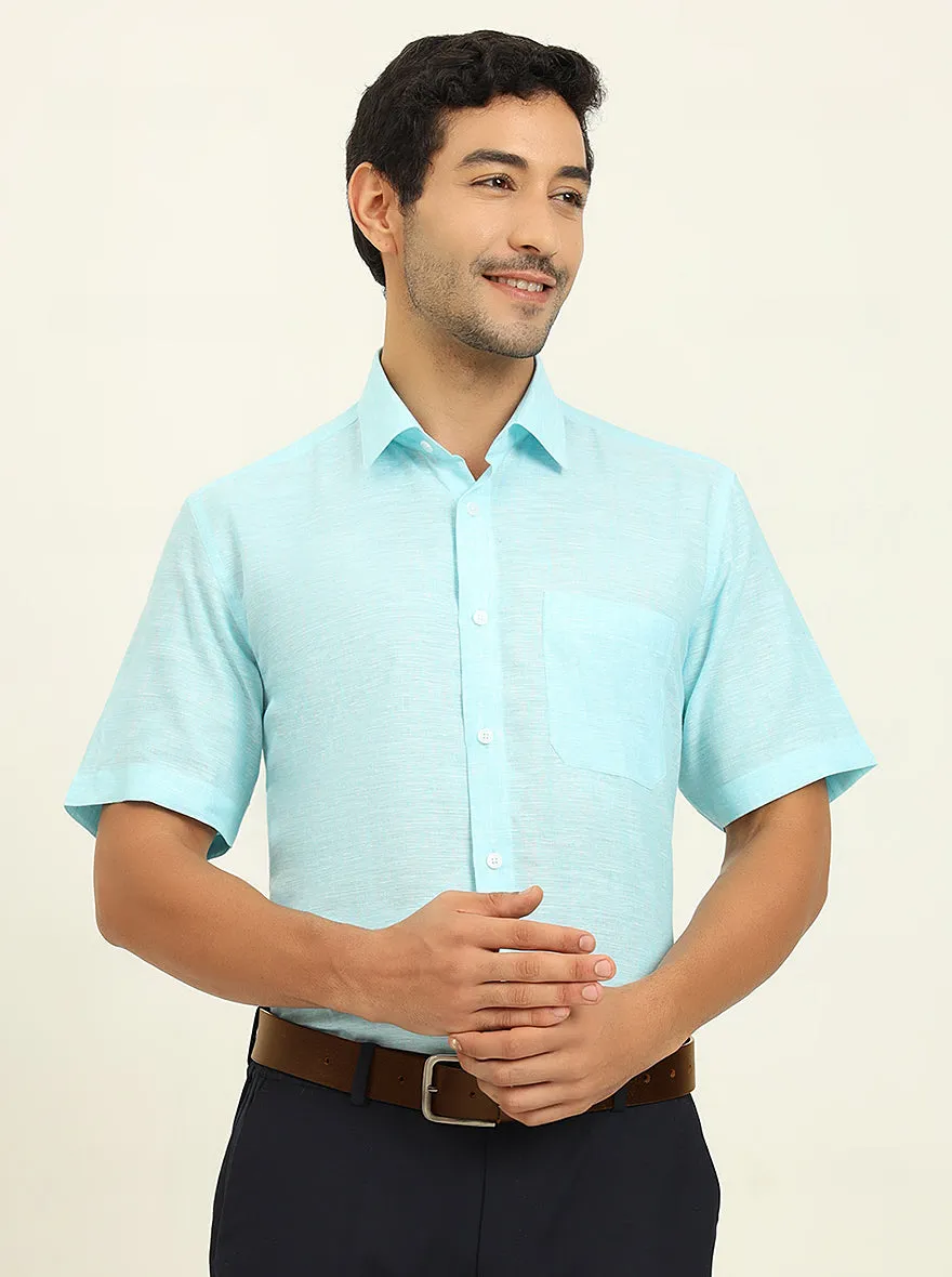 Powder Blue Solid Regular Fit Formal Shirt | JadeBlue