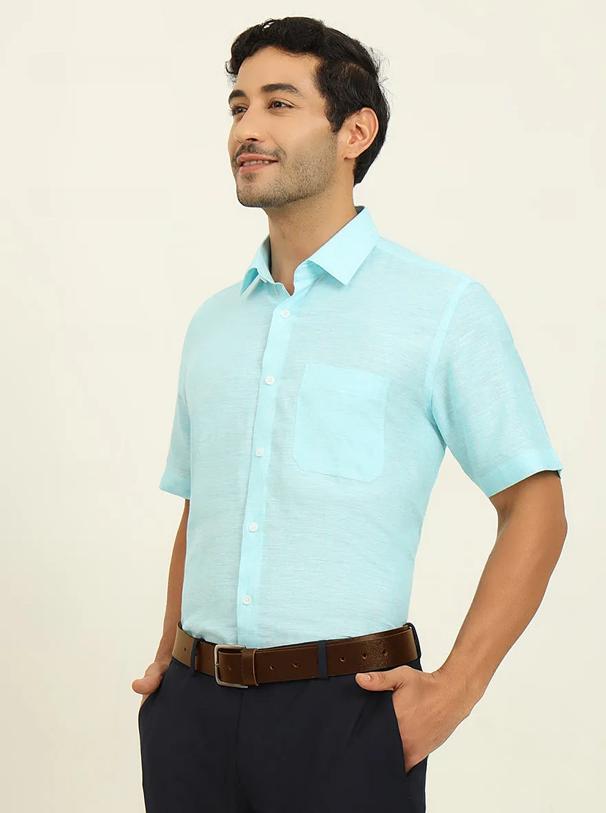 Powder Blue Solid Regular Fit Formal Shirt | JadeBlue