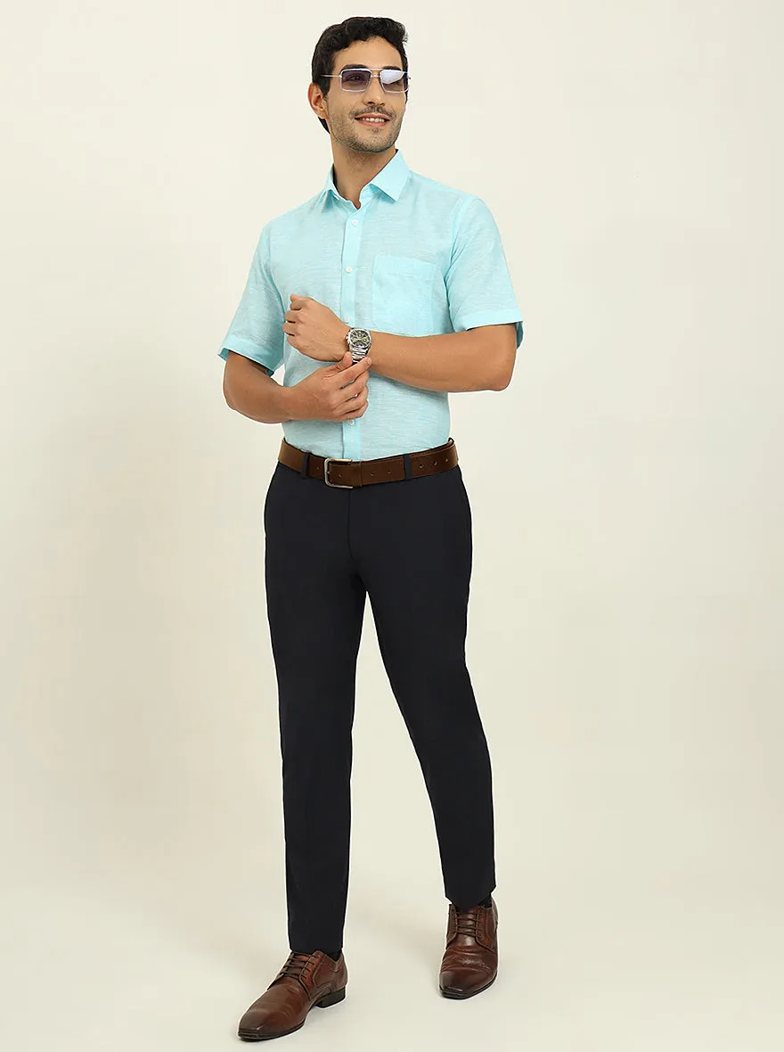 Powder Blue Solid Regular Fit Formal Shirt | JadeBlue