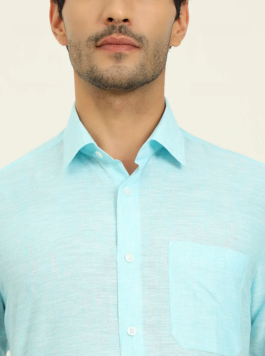 Powder Blue Solid Regular Fit Formal Shirt | JadeBlue