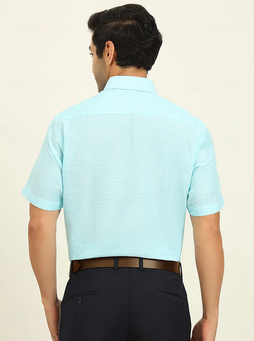 Powder Blue Solid Regular Fit Formal Shirt | JadeBlue