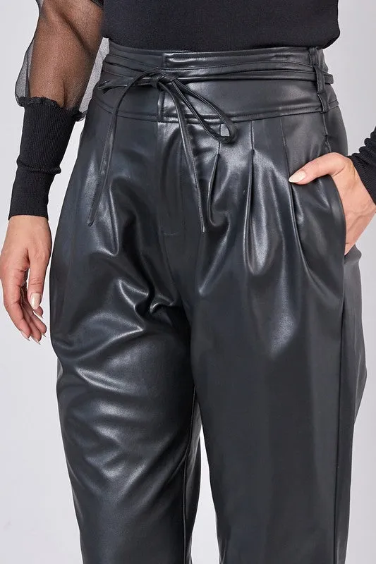 Pu Front Tie Pants
