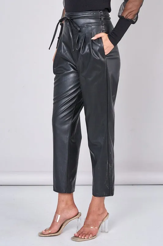 Pu Front Tie Pants