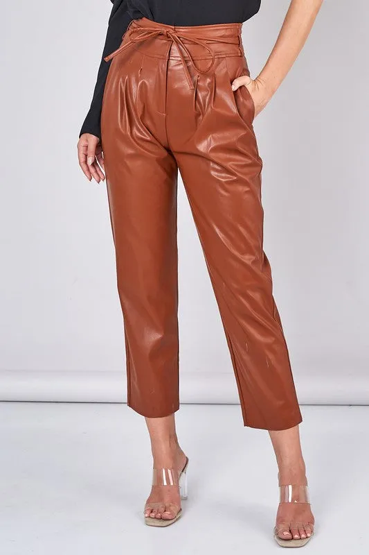 Pu Front Tie Pants