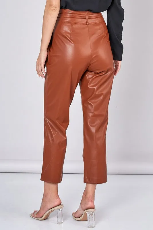 Pu Front Tie Pants