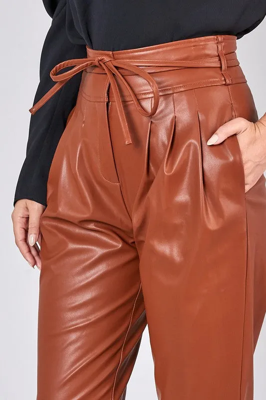 Pu Front Tie Pants