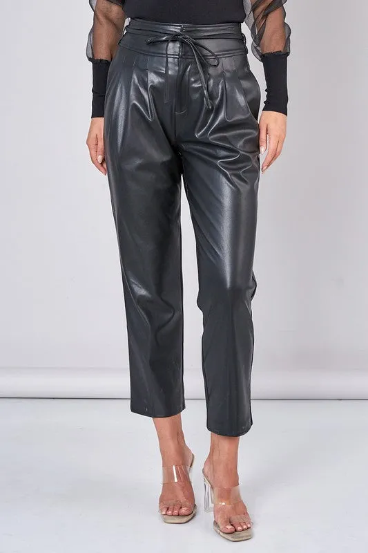 Pu Front Tie Pants