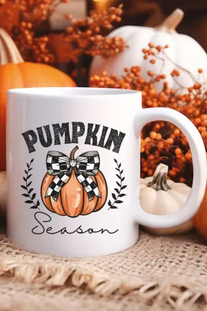 Pumpkin Season Checkered Bow Ceramic Mug