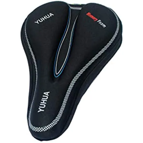 Qumilo Bicycle Silicone Saddle Seat for Bycycle and Cycling Cushion Pad Bike Gel Cover, Black (Heavy(Memory Foam)).
