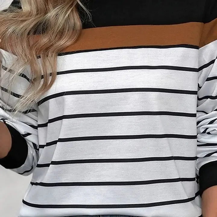 Rachel Black/Coffee Striped Sweatshirt