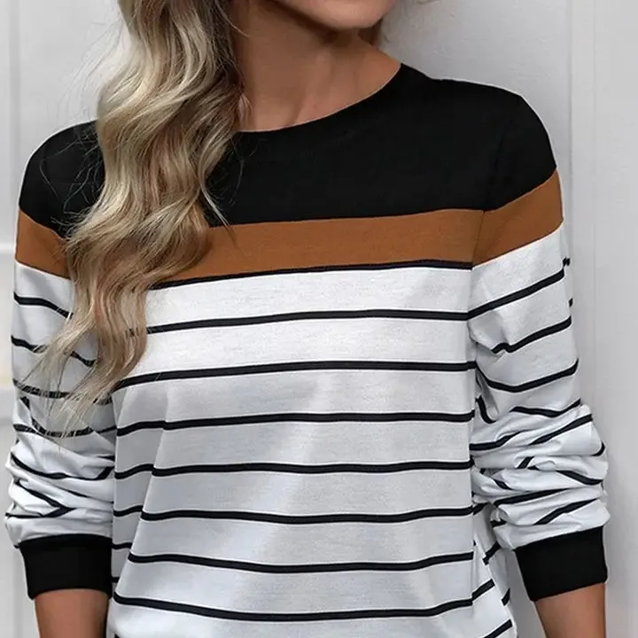 Rachel Black/Coffee Striped Sweatshirt