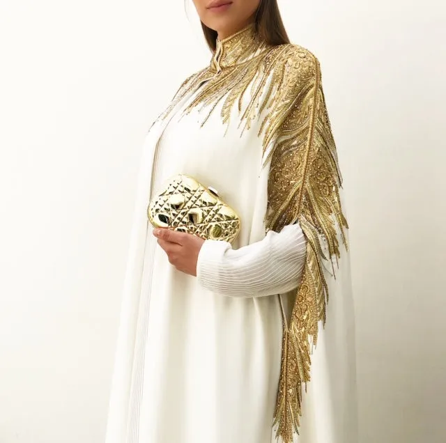 RAM19 SHAMSA OFF-WHITE EMBELLISHED CAPE