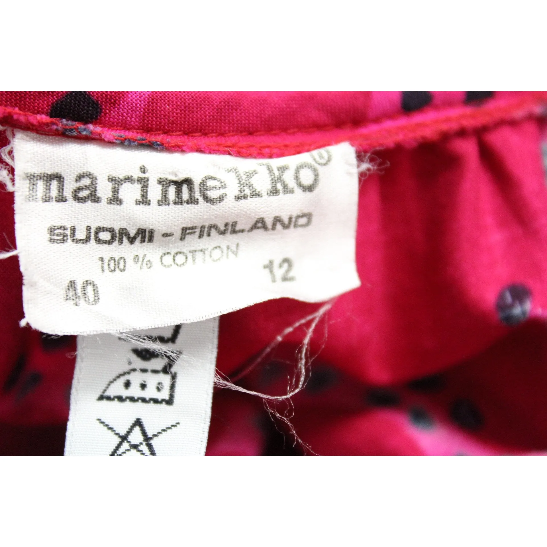 Rare Marimekko Rakkauskirje Love Letter Tarha Pattern Fuchsia Pink Annika Rimala Vintage Maxi Dress  40 12