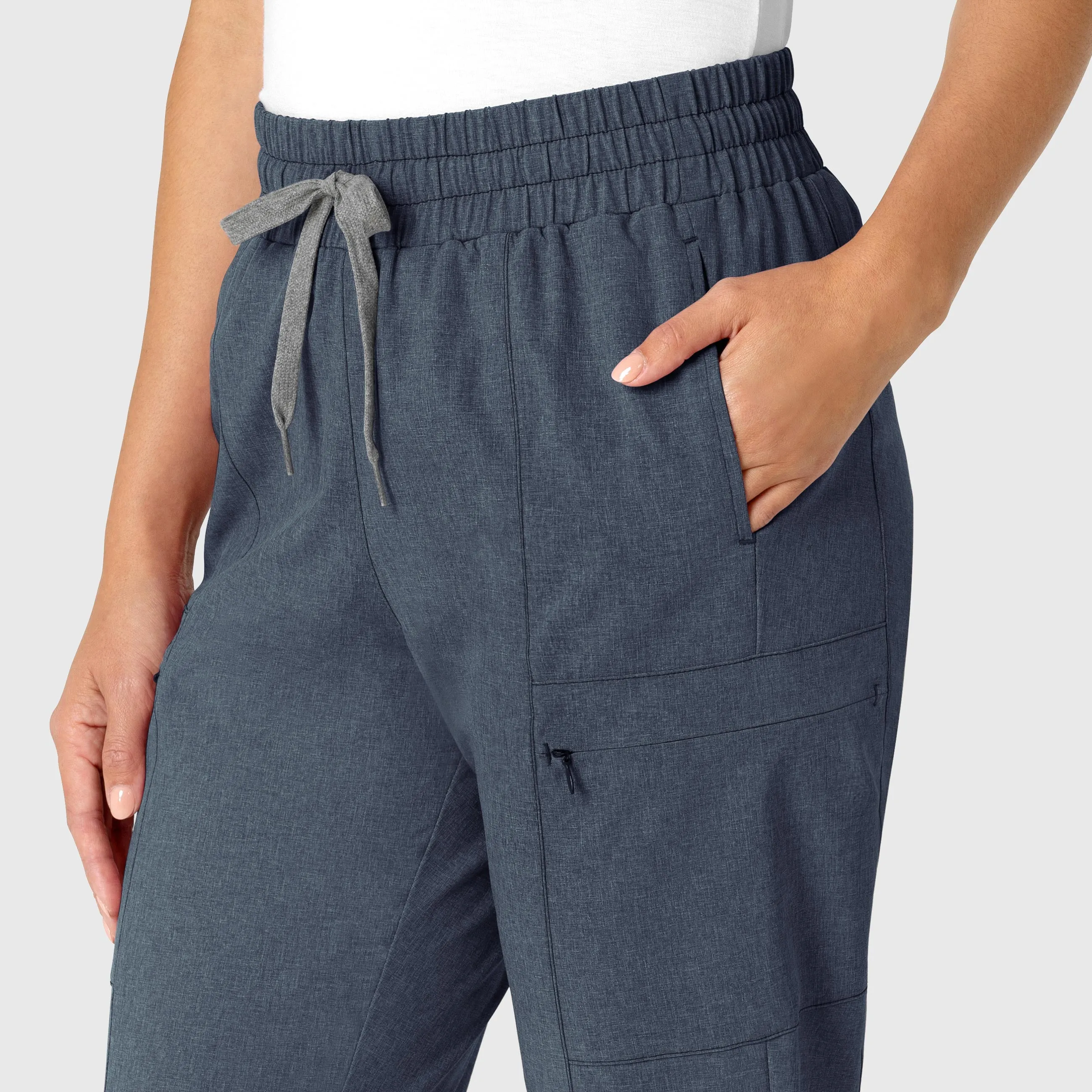 RENEW 5334 High Waist Slim Leg Scrub Pants Navy Heather