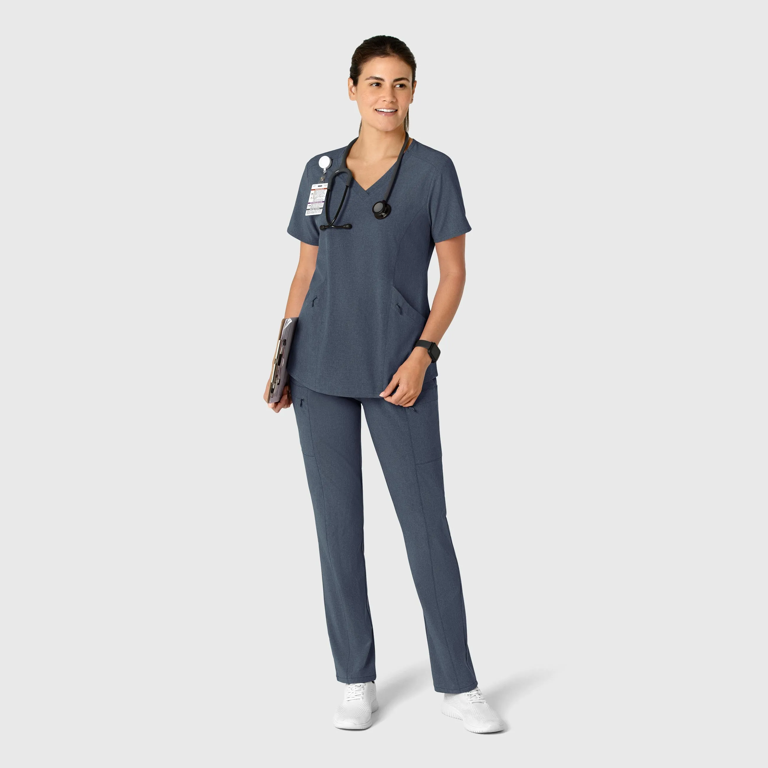 RENEW 5334 High Waist Slim Leg Scrub Pants Navy Heather