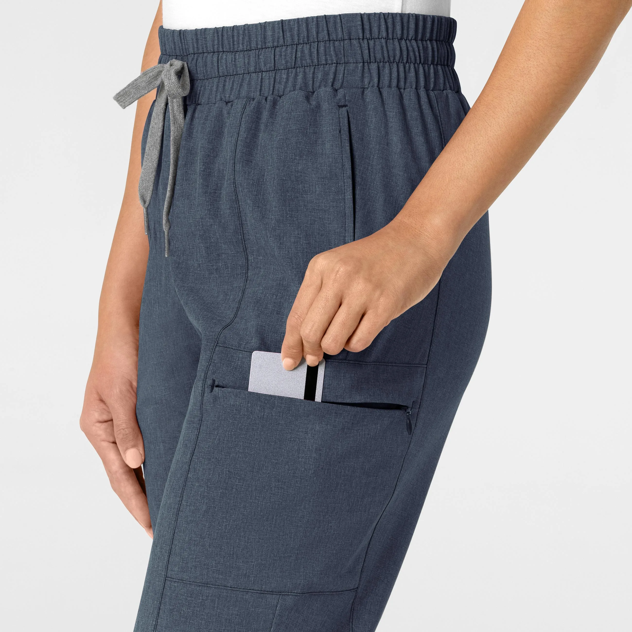 RENEW 5334 High Waist Slim Leg Scrub Pants Navy Heather
