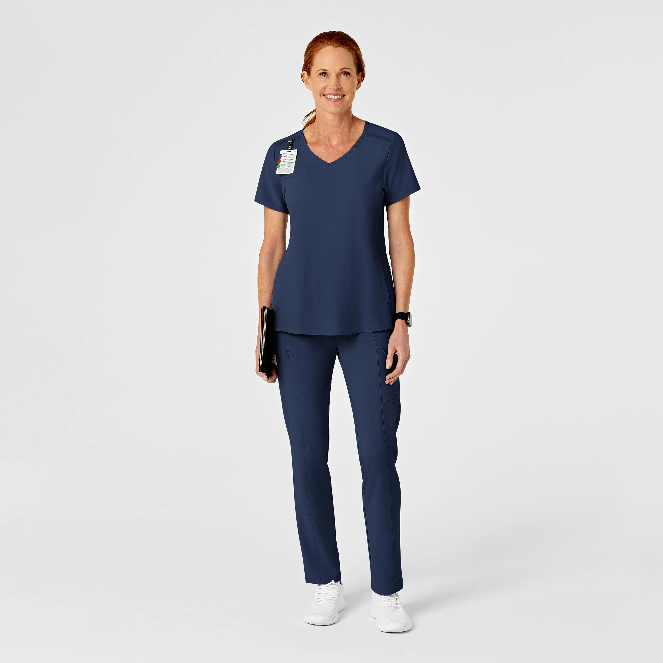 RENEW 5334 High Waist Slim Leg Scrub Pants Navy