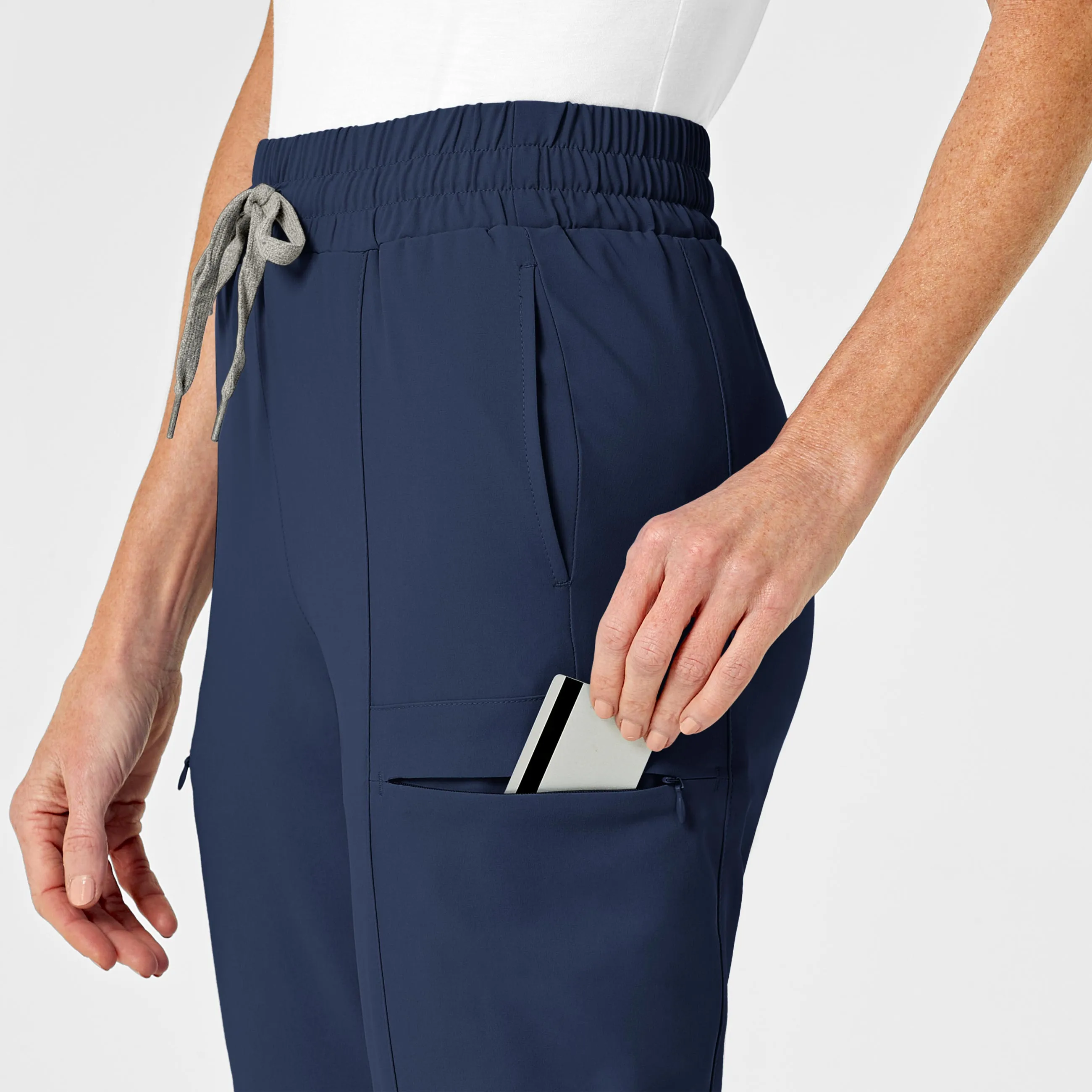 RENEW 5334 High Waist Slim Leg Scrub Pants Navy