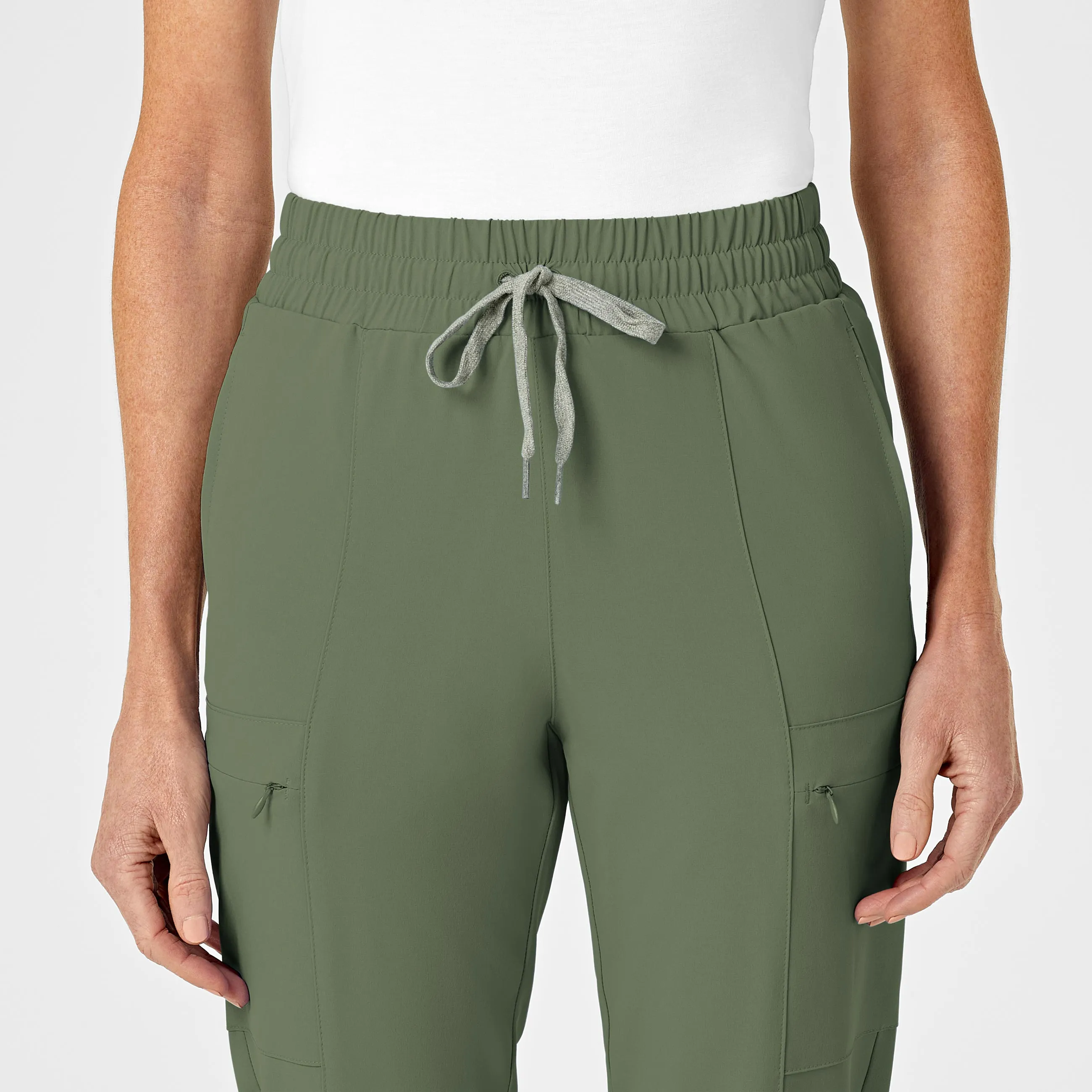 RENEW 5334 High Waist Slim Leg Scrub Pants Olive