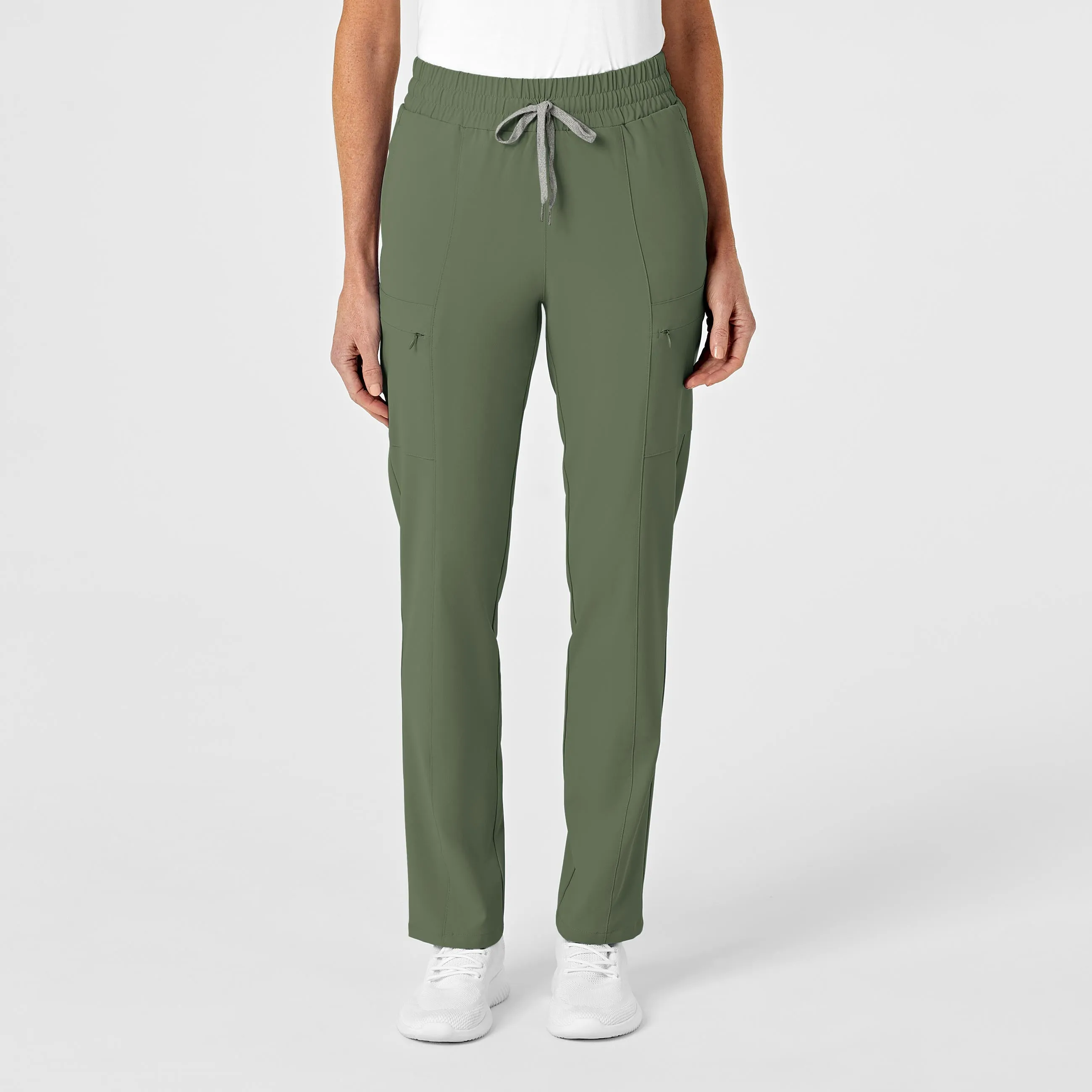 RENEW 5334 High Waist Slim Leg Scrub Pants Olive