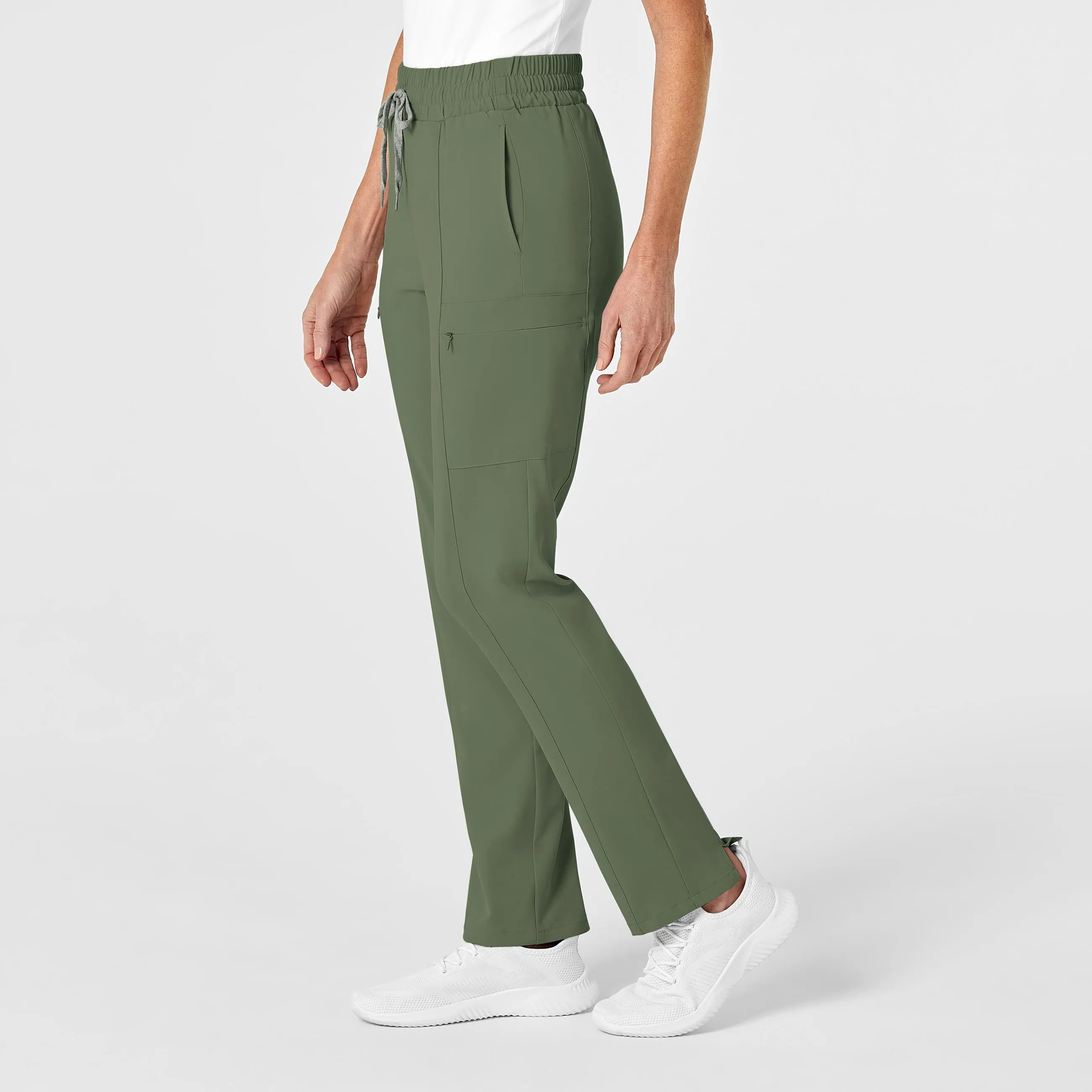 RENEW 5334 High Waist Slim Leg Scrub Pants Olive