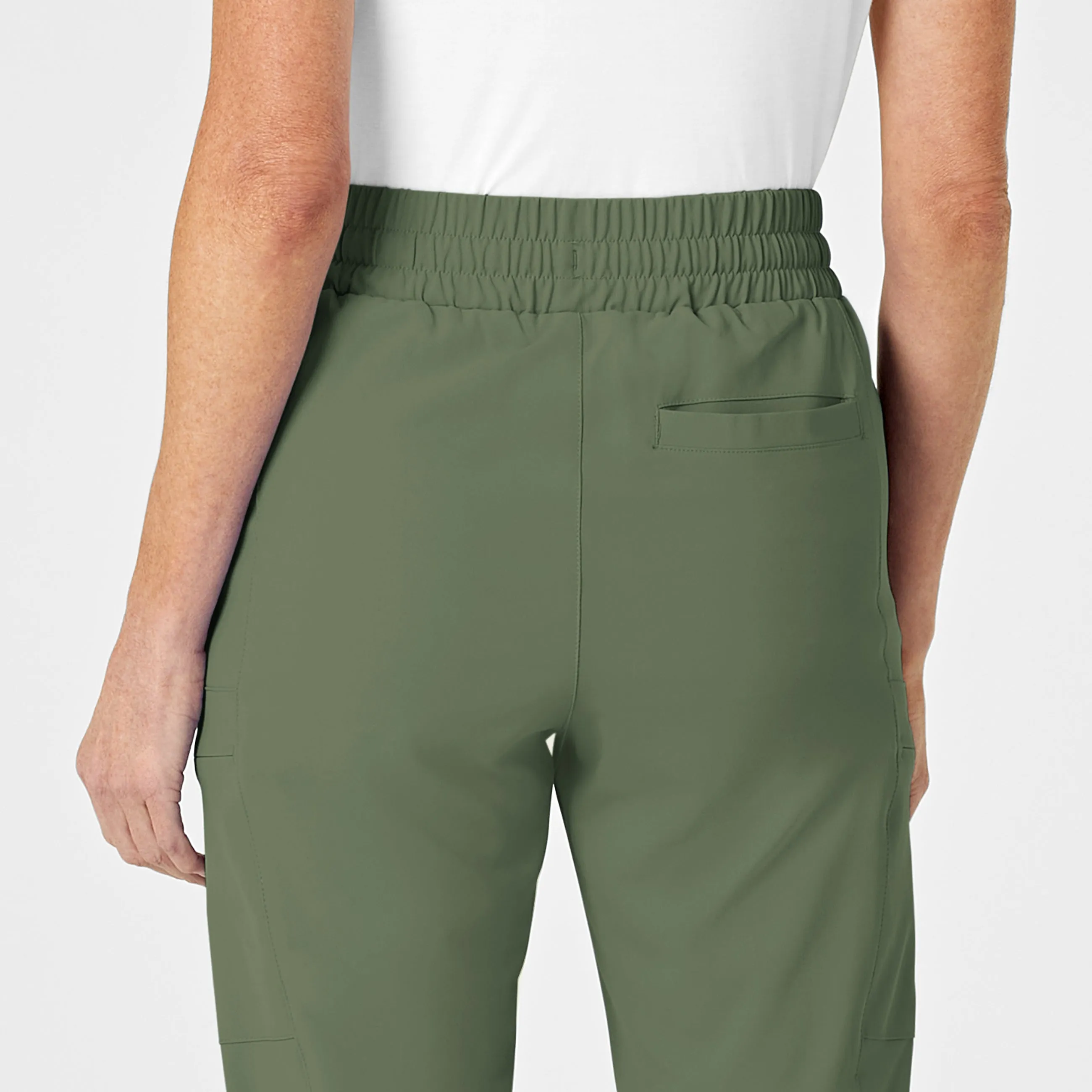 RENEW 5334 High Waist Slim Leg Scrub Pants Olive