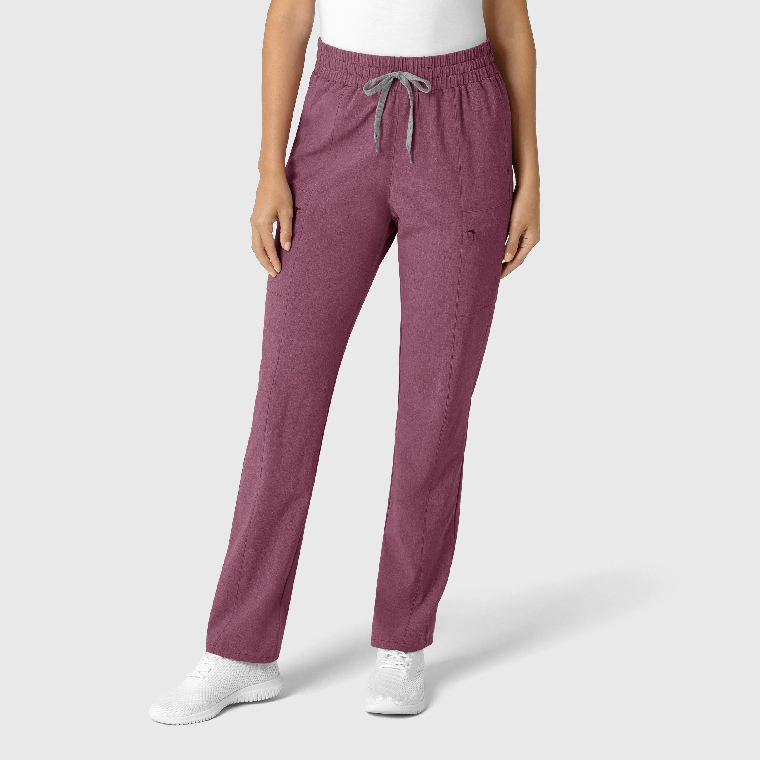 RENEW 5334 High Waist Slim Leg Scrub Pants Wine Heather