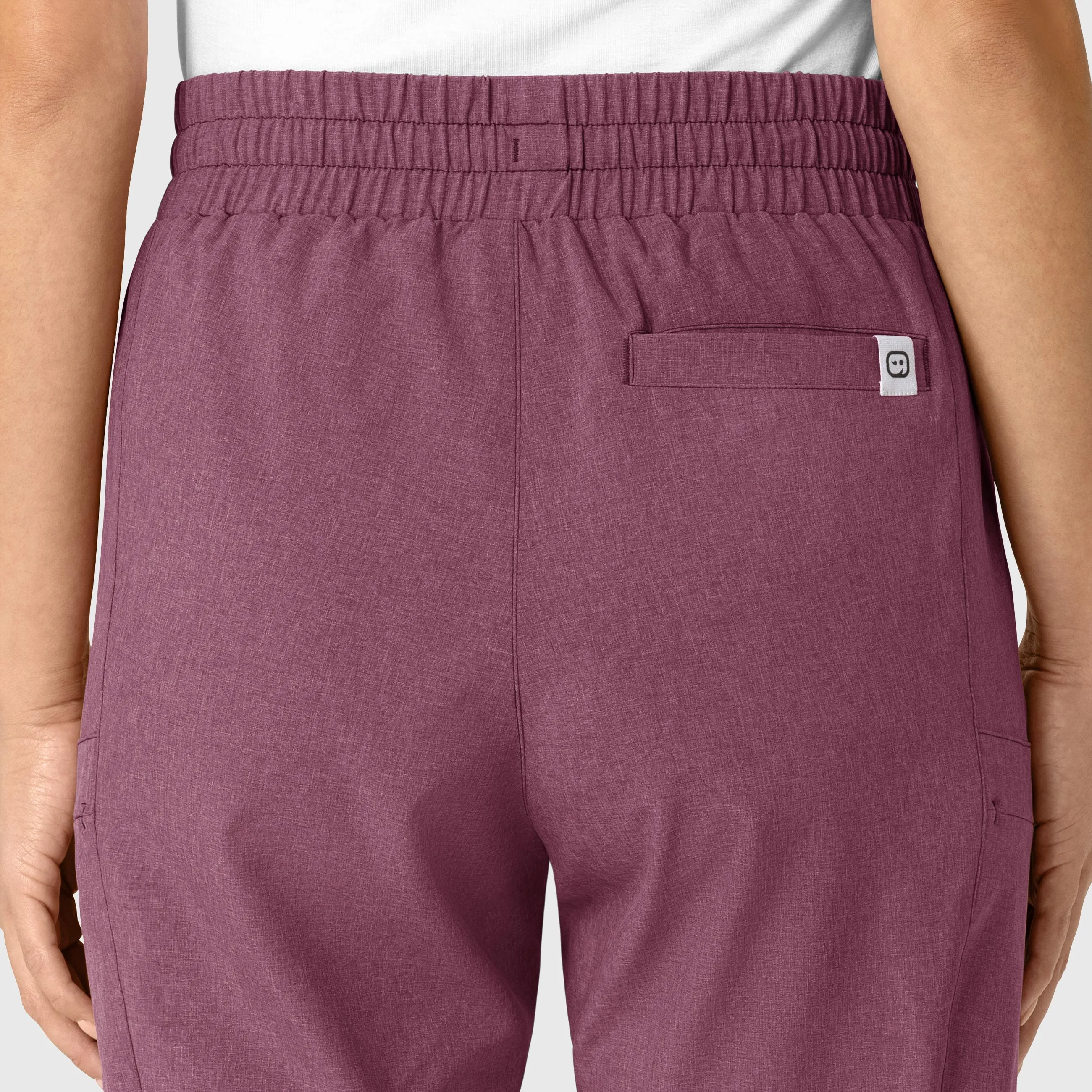 RENEW 5334 High Waist Slim Leg Scrub Pants Wine Heather
